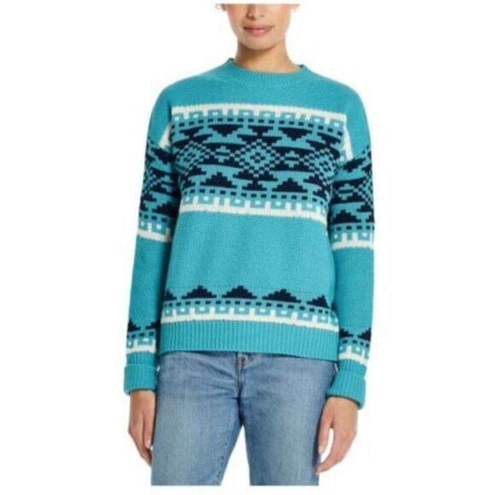 NEW Weatherproof Fair Isle‎ Pullover Sweater, Turqouise, Size Large